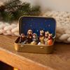 Decorazioni da Tavolo Religiose Mini Presepe di Natale in Scatola di Latta, Statuette Famiglia Santa in Resina Dipinte a Mano, Decorazione Portatile, Cristiano