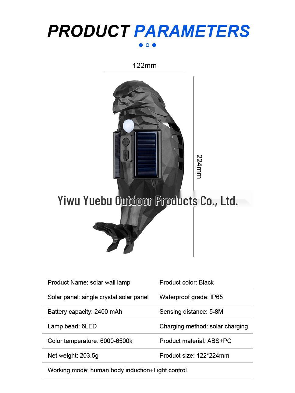 

Solar Eagle Motion-Sensor Landscape Light - European Style Outdoor Wall Light