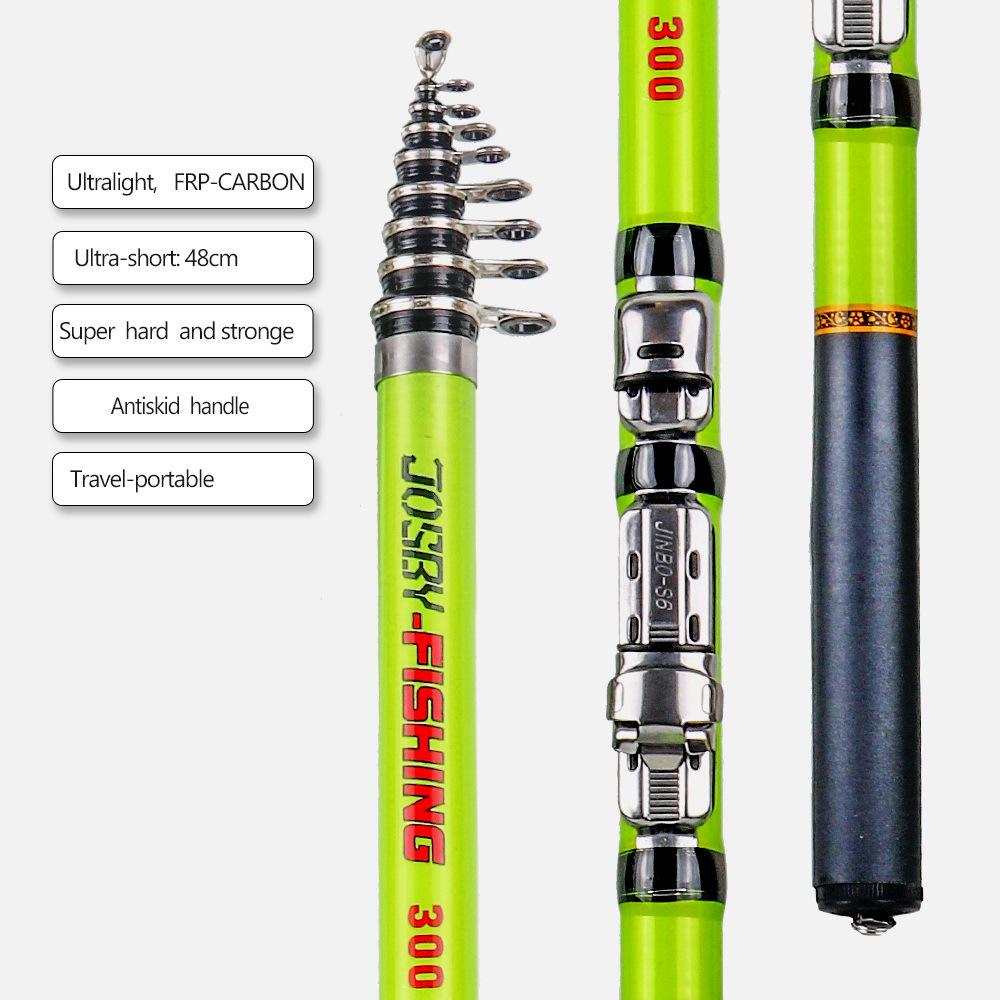 JOSBY Ultralight Telescopic Carbon Fiber Spinning Rod - Portable Fishing Rod for Travel (3.0m/2.7m/2.4m)