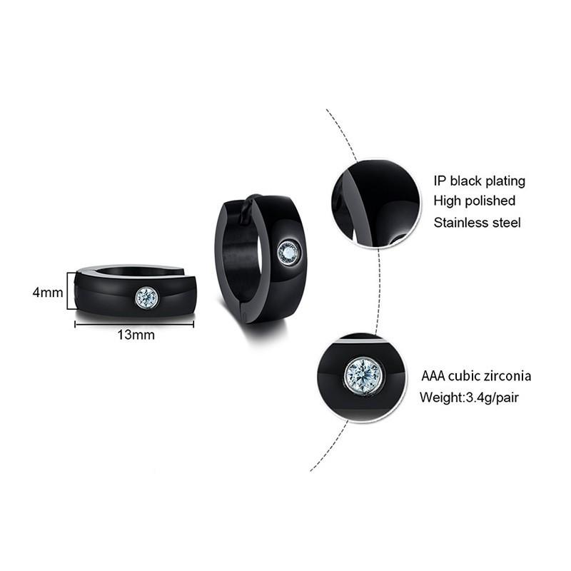 Vnox Basic Stainless Steel Hoop Earrings for Men Women Unisex Huggie Earrings with CZ Stone Accessory