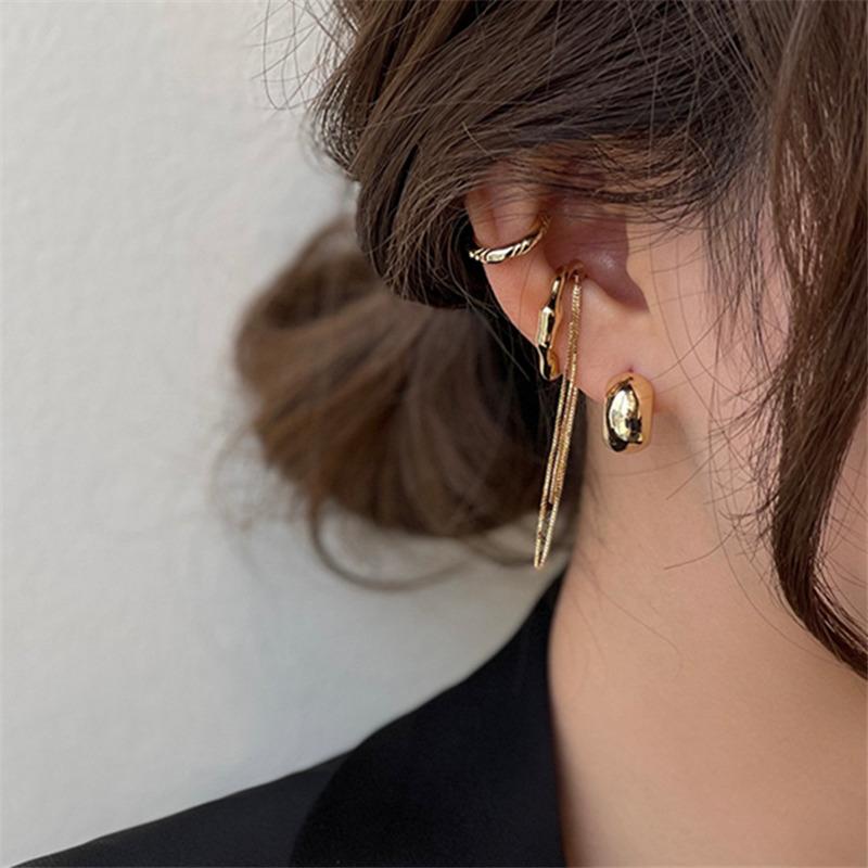 Lot de 3 Boucles d'Oreilles Clip Oreille Zirconium Croix Irrégulière Pour Femmes Mode Géométrie Simple Manchette d'Oreille Sans Trou Bijoux de Fête Cadeau de Noël
