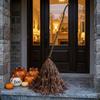 Electric Rotating Halloween Lighted Witch Broom with Glowing Haunted Dancing Broom  Porch Home Use