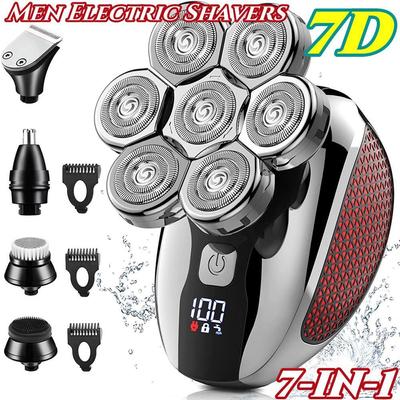Bald Head Shavers for Men Electric Shavers Men Cordless Rechargeable Waterproof Wet&Dry,5-in-1 Rotary Shaver Razor