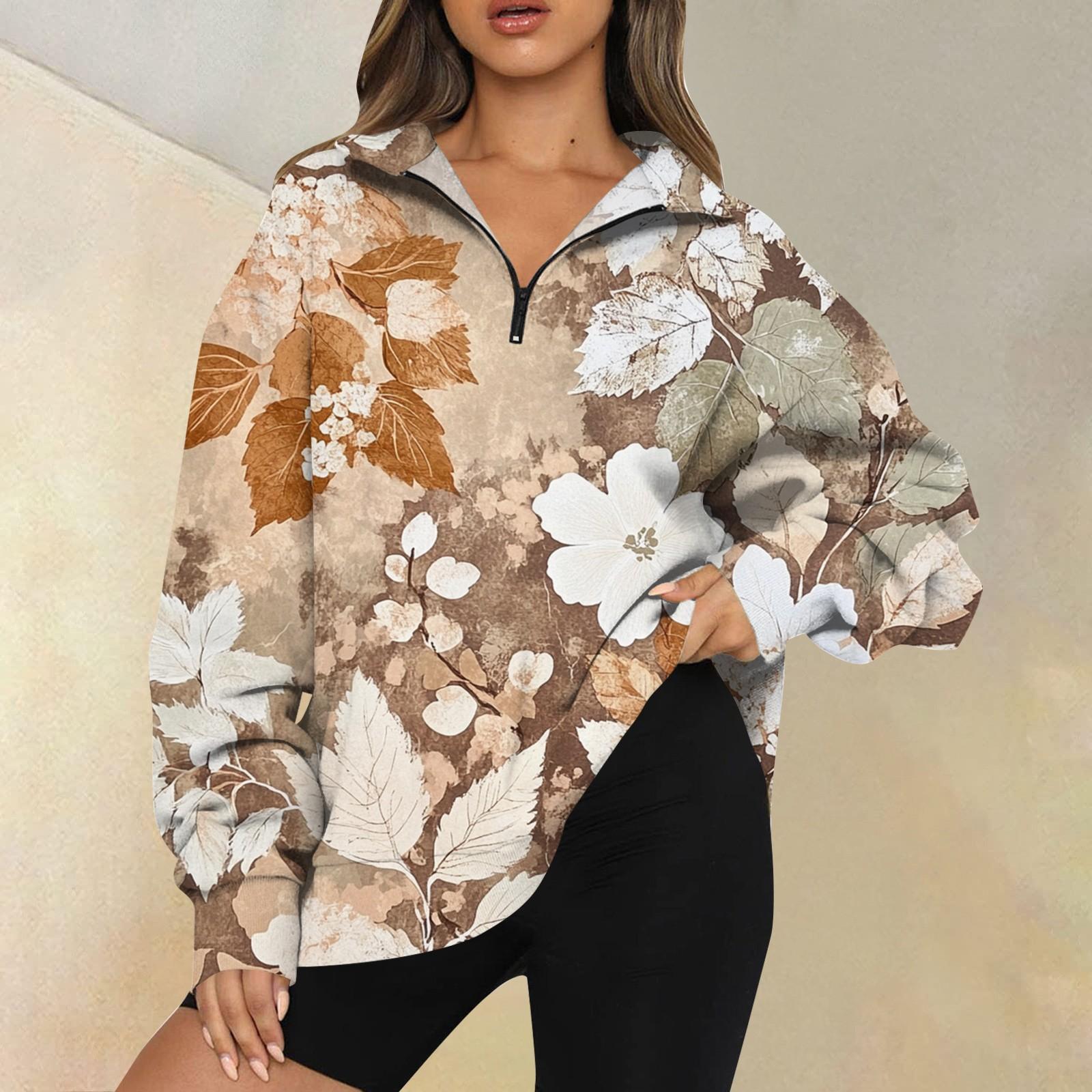 Женская мода повседневная толстовка с длинным рукавом и принтом на молнии с высоким — фото 7