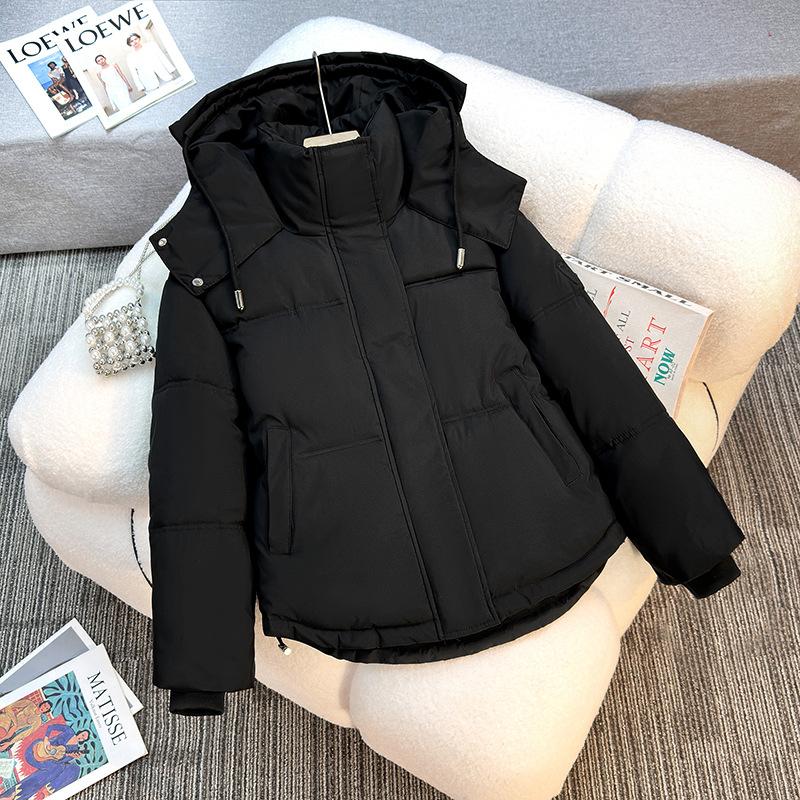 

Новая хлопковая одежда Love, женская короткая свободная зимняя одежда с капюшоном, утолщенная хлопковая одежда, теплая куртка S чёрный