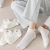 5 Pairs of Socks: White Short Socks for Women, Cotton Socks, Summer Thin Style, Summer Trendy Short Leg, Cute, Spring and Autumn Style Boat Socks