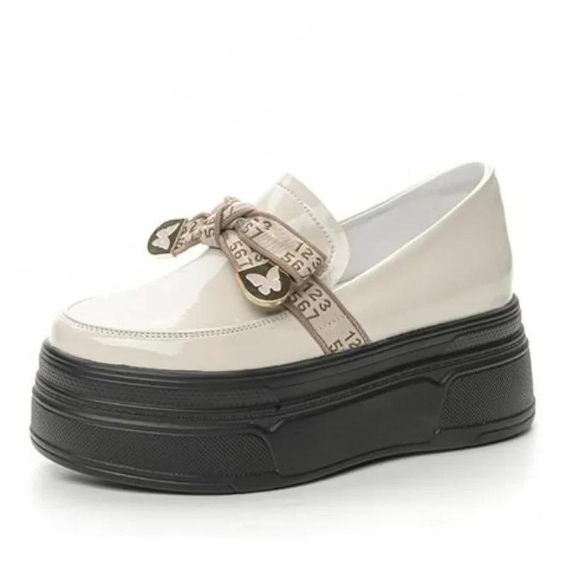 Fashion 2025 Hot Selling New Single Shoe Leather British Style Thick Soles Increase A Slip-on Loafer Women's Shoes