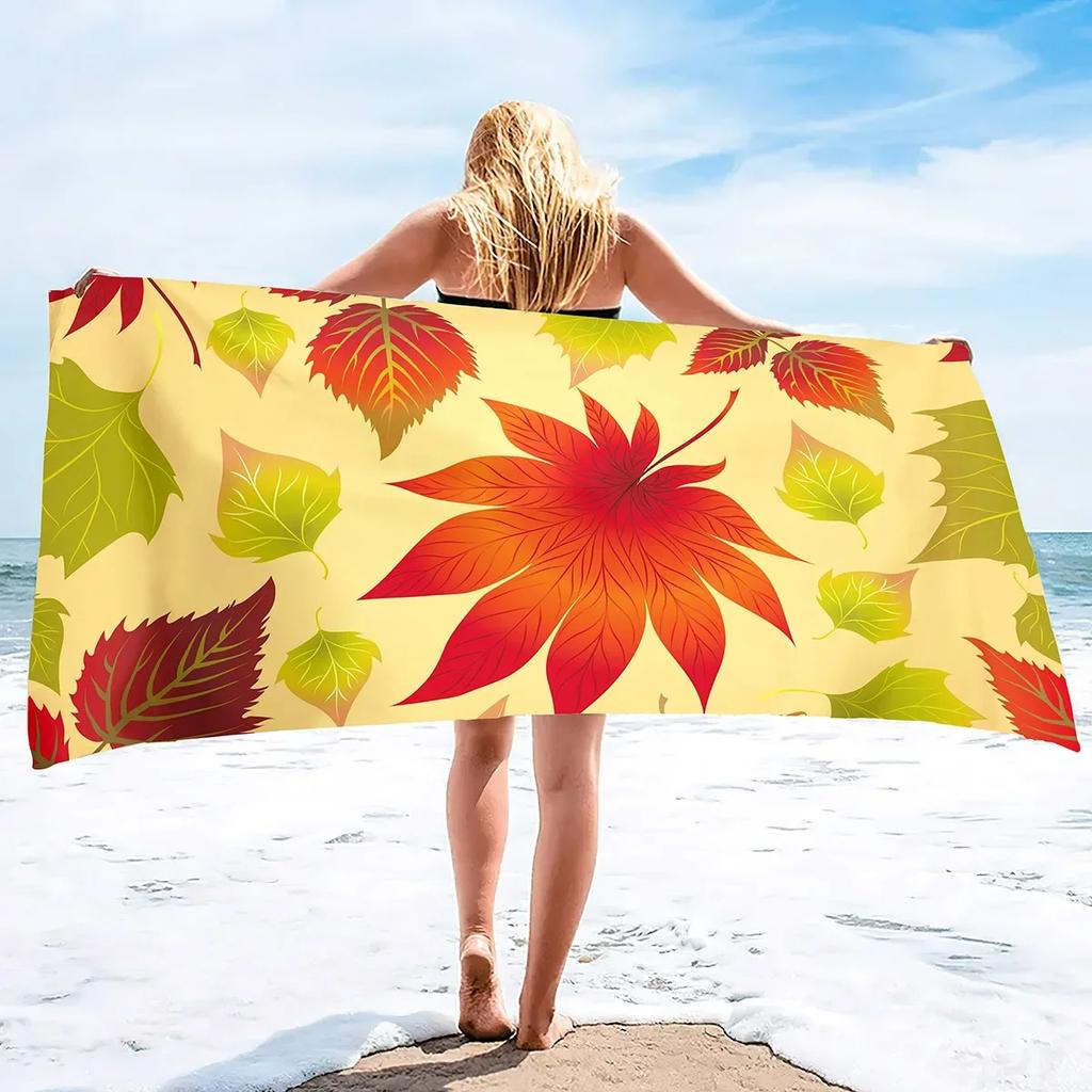 Red Maple Leaf Print Beach Towel Oversized Adults Sand Free Quick Dry Beach Towel Big Bath Towels Travel Accessories Large Towel