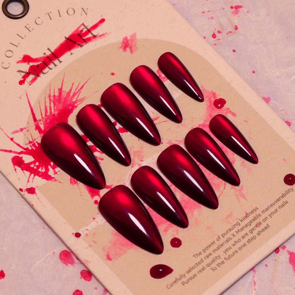 24 Stück Stiletto-Falschnägel Lang Mandel Französische Nagelspitzen Maniküre Press-on-Nägel Damen