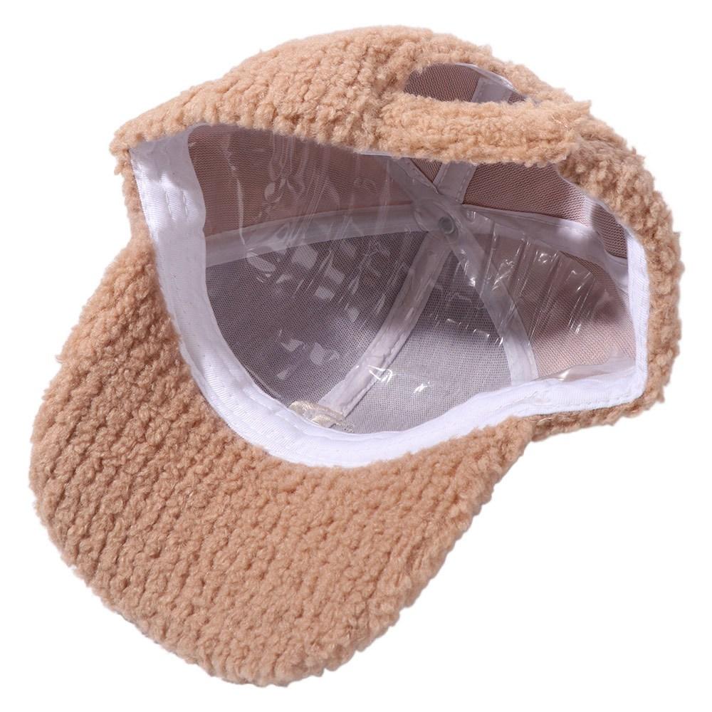 Double R Lamb Wool Hat Embroidered Plush Peaked Cap Fashion Winter Baseball Cap  Outdoor