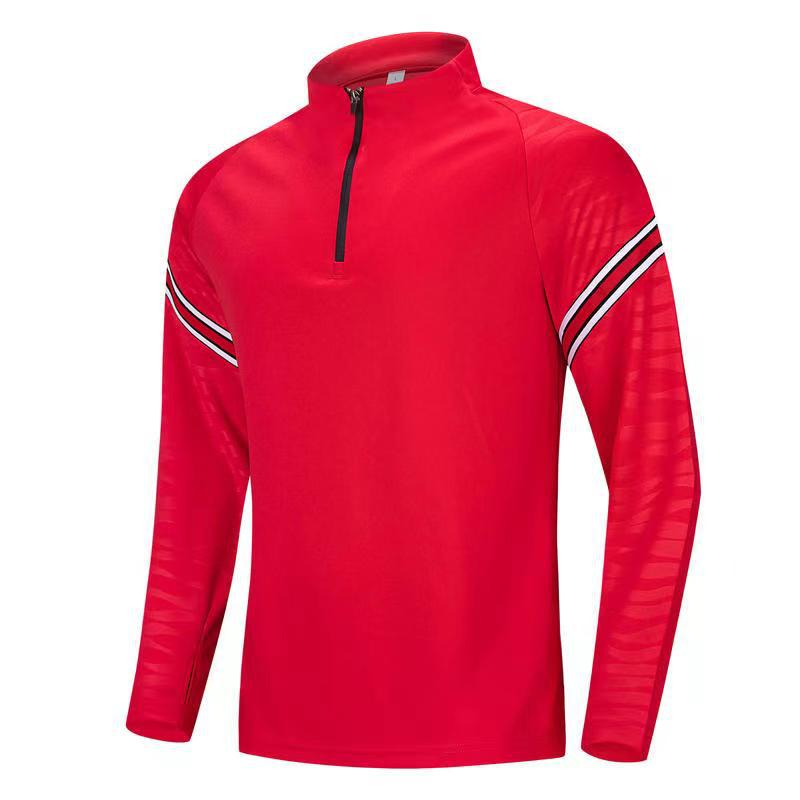 Half-Zip Contrast Stripe Sports Top with Half-Finger Sleeves