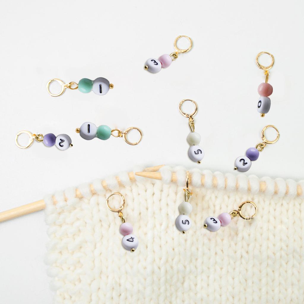 10 Stück Abschließbare Maschenmarkierer Nummer Maschenmarkierer Acrylperlen Maschenmarkierer Anhänger zum Stricken Schmuckherstellung