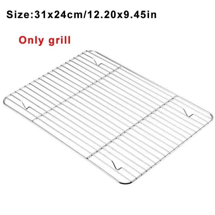 Rectangular Stainless Steel Grill Cookie Baking Pan With Removable Cooling Rack Kitchen Gadget Nonstick Tray Suitable For Oven