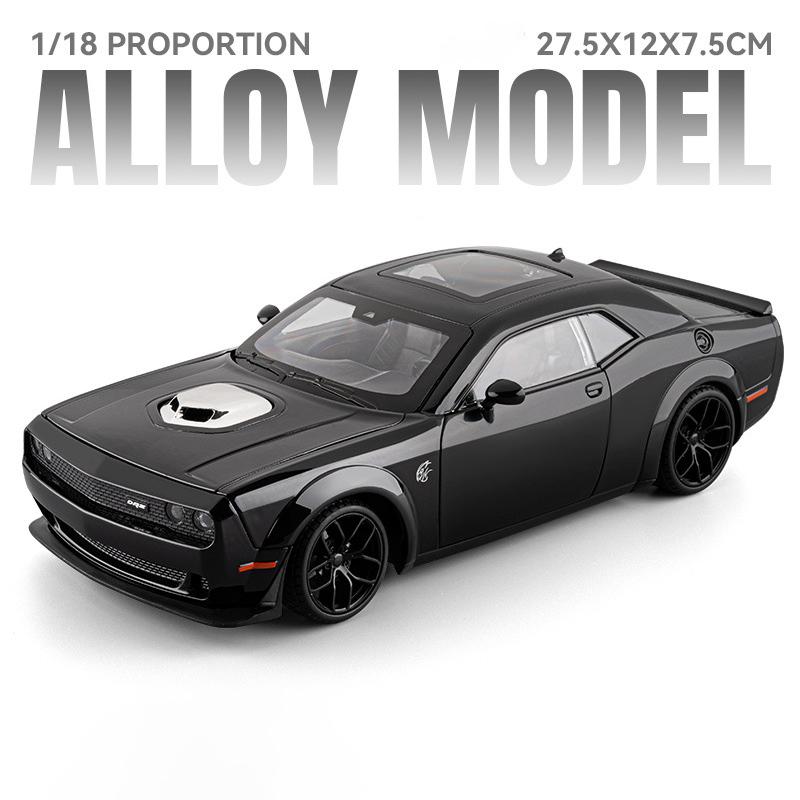 1/18 Dodge Challenger SRT Hellcat Alloy Track Racing Car Model Metal Muscle Sports Car Vehicles Model Sound Light Kids Toys Gift