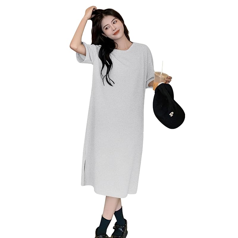

[MOWO] one piece ladies spring/summer [Light and comfortable, looks slim and relaxed, feminine charm] Relaxing T-shirt dress casual Dress slimmer