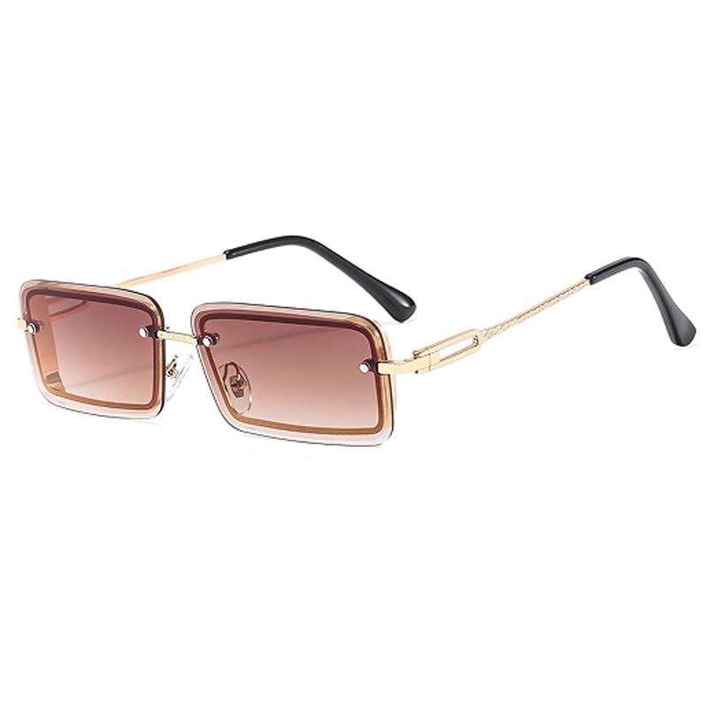 Metal Frameless Sunglasses For Women Fashionable Boxy Ultra Light Men's Glasses Sunscreen Sunglasses 3891