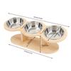 Raised Pet Feeder 15° Tilt Design Stainless Steel Food Water Bowls Sturdy Wooden Stand Elevated Dining Bowl for Cats & Small Dog