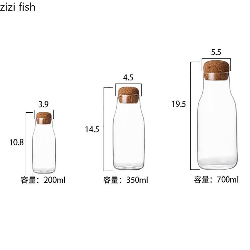 Cork Stopper Transparent High Borosilicate Glass Storage Bottle Sealed Can Tea Can Coffee Bean Storage Bottle Kitchen Supplies