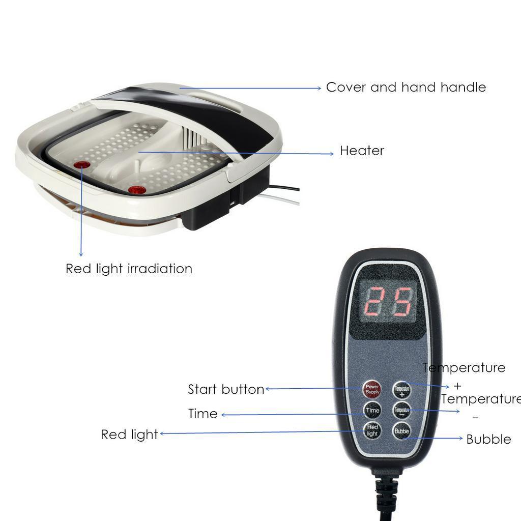 500W  Foldable Foot Relax Bath Massager 220V Electric Heating Tub Wired Remote Control