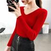 V-neck Sweater, Knitted Sweater, Women's Sweater, Stretch Sweater, Pullover Sweater, Slim Fit Sweater, Base Coat, Inner Layer, Top Coat