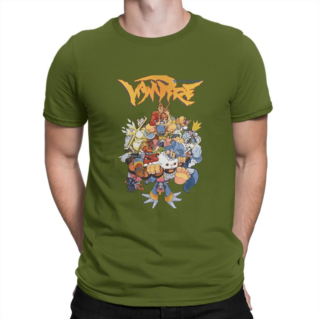 Vampire  The Night Warriors Men TShirt Darkstalkers Game O Neck Tops Fabric T Shirt Funny High Quality Birthday Gifts