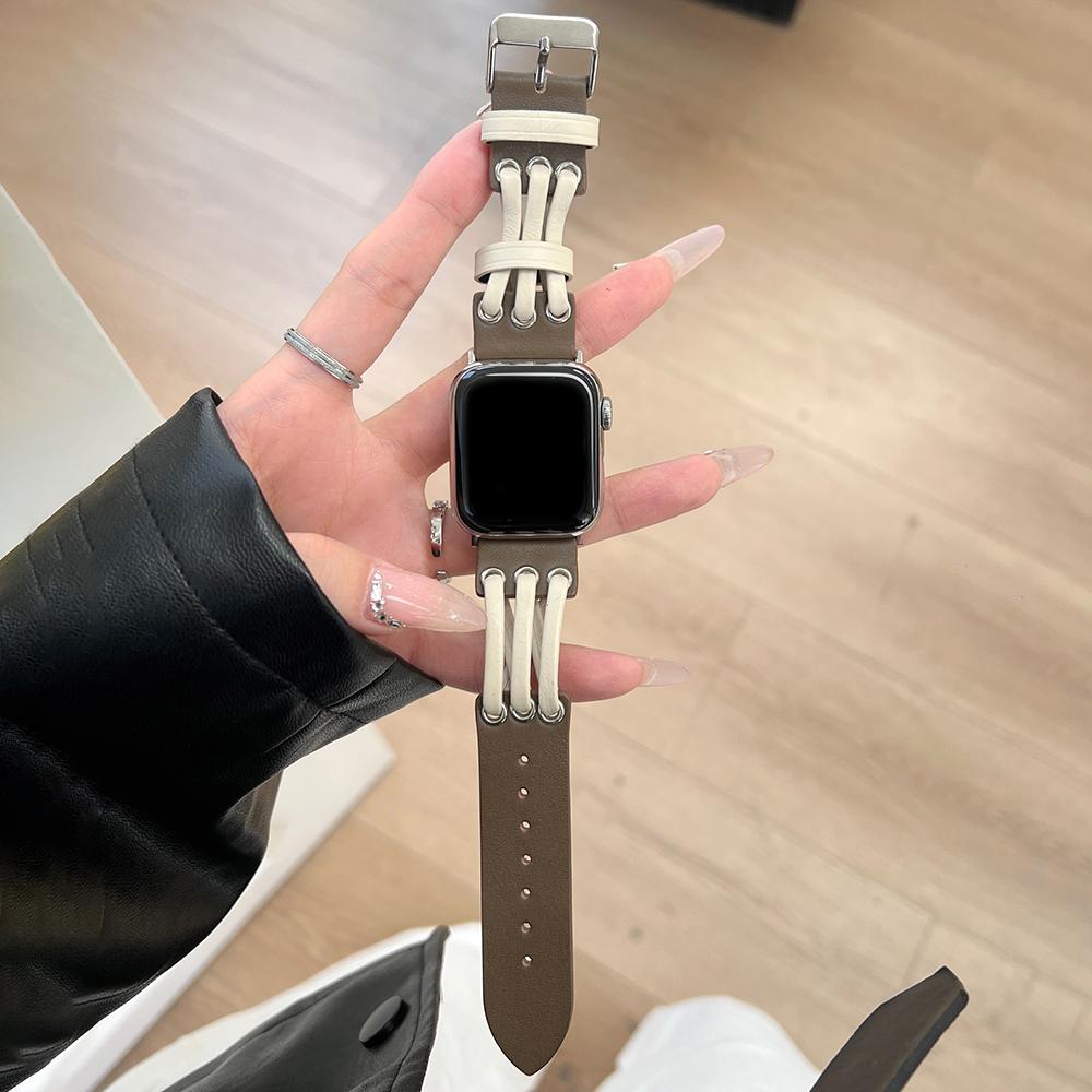 Für Apple Watch 10 46 mm/Ultra 2/Ultra 49 mm/9 8 7 45 mm/SE (2023) SE (2022) SE 6 5 4 44mm/3 2 1 42mm Echtes Rindsleder Armband