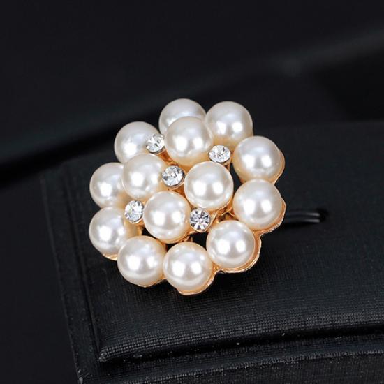 Flower Rhinestone Imitation Pearl Brooch Pin DIY Bridal Wedding Bouquet Decor ARI