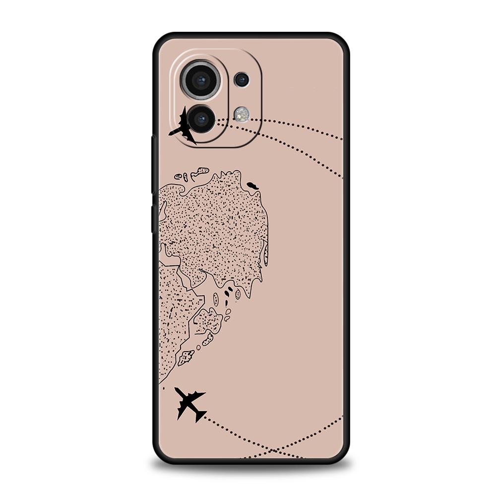 Fashion Planes World Map Travel Phone Case For Xiaomi Mi 15 14 Pro 13 Lite 10T 1 1T 12 13T 14T Poco X6 X5 X4 X3 NFC F3 F4 Cover