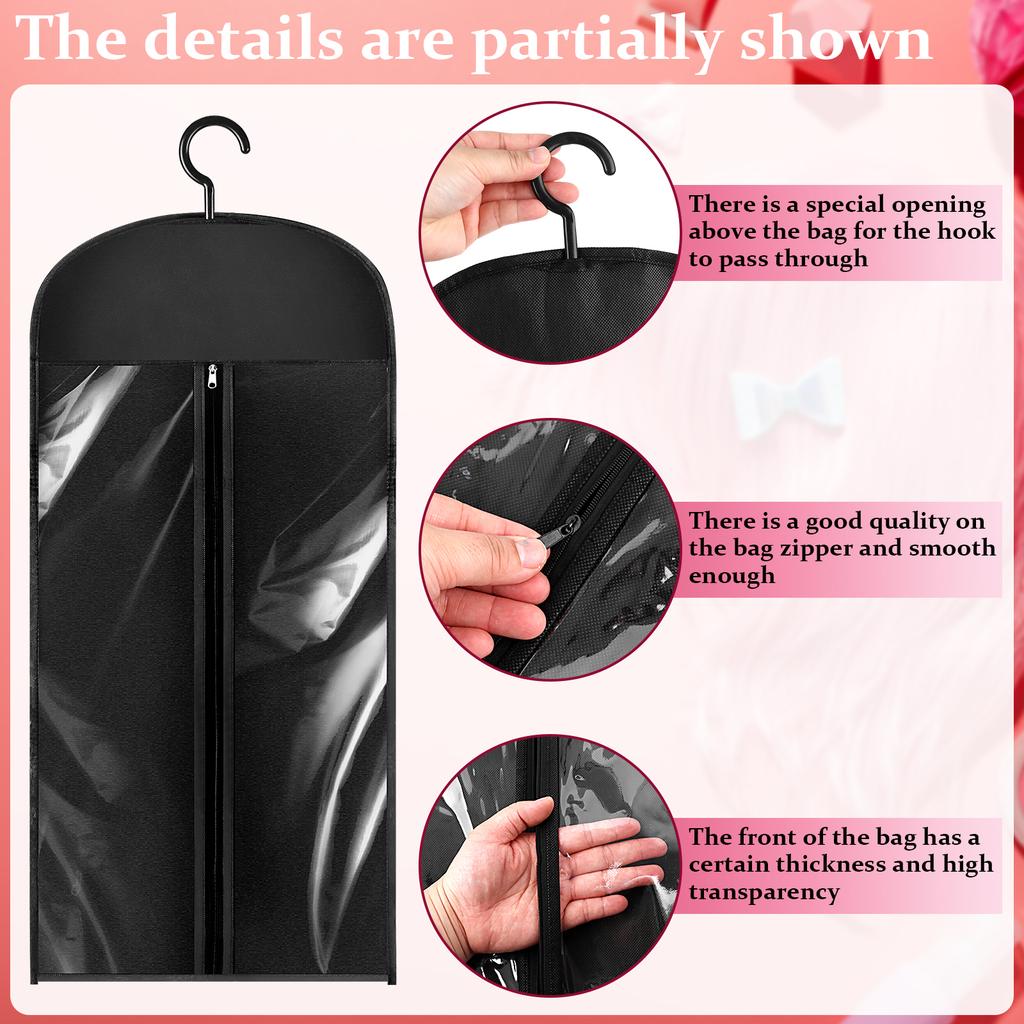 6 Pcs Hair Extensions Storage Bag Hanger Bag Wig Storage Bags With Hook Hanger 23.6 & 31.5 Inch Dustproof Wig Bags Portable Wig