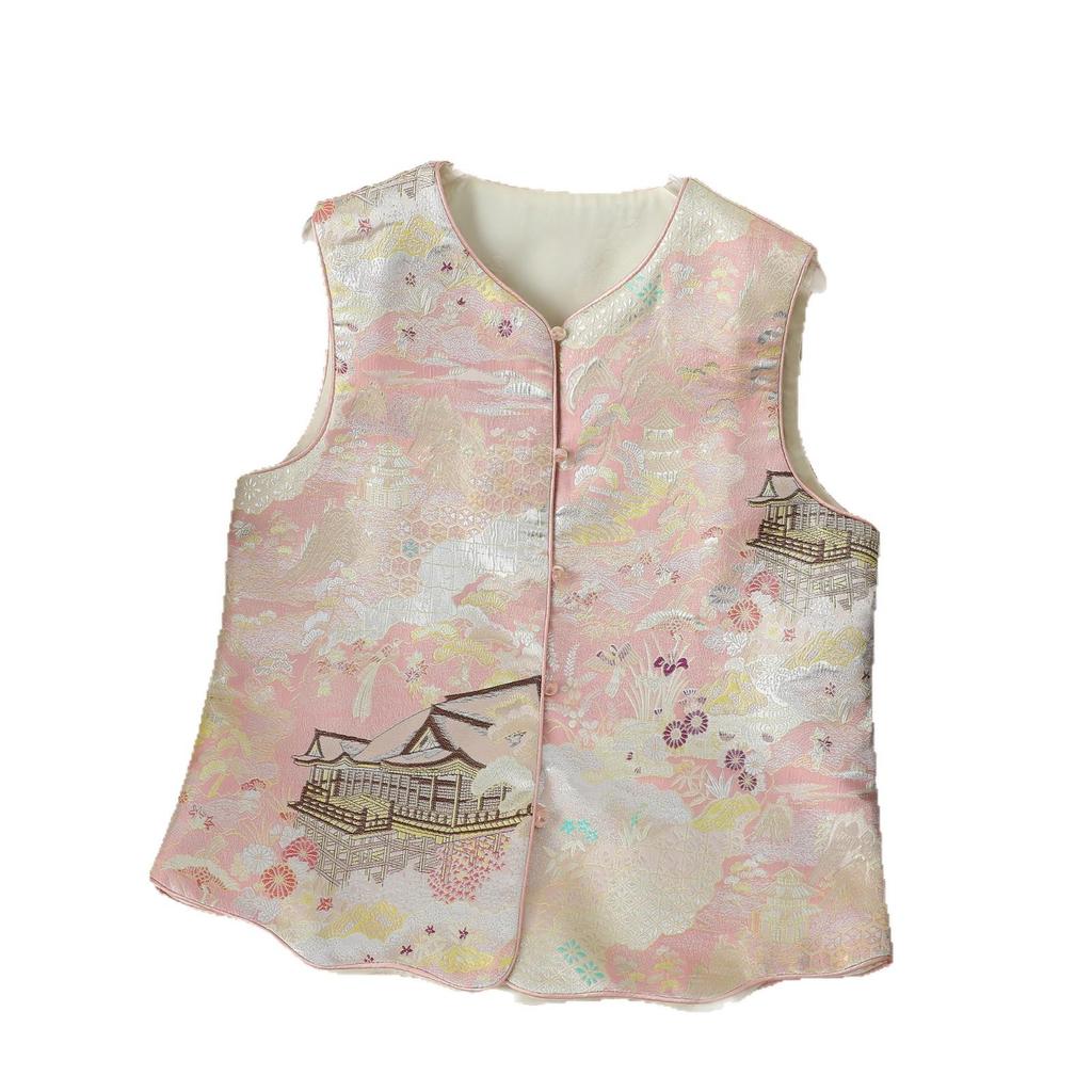 2026 Chinese Style Round Neck Song Brocade Jacquard Sleeveless Vest