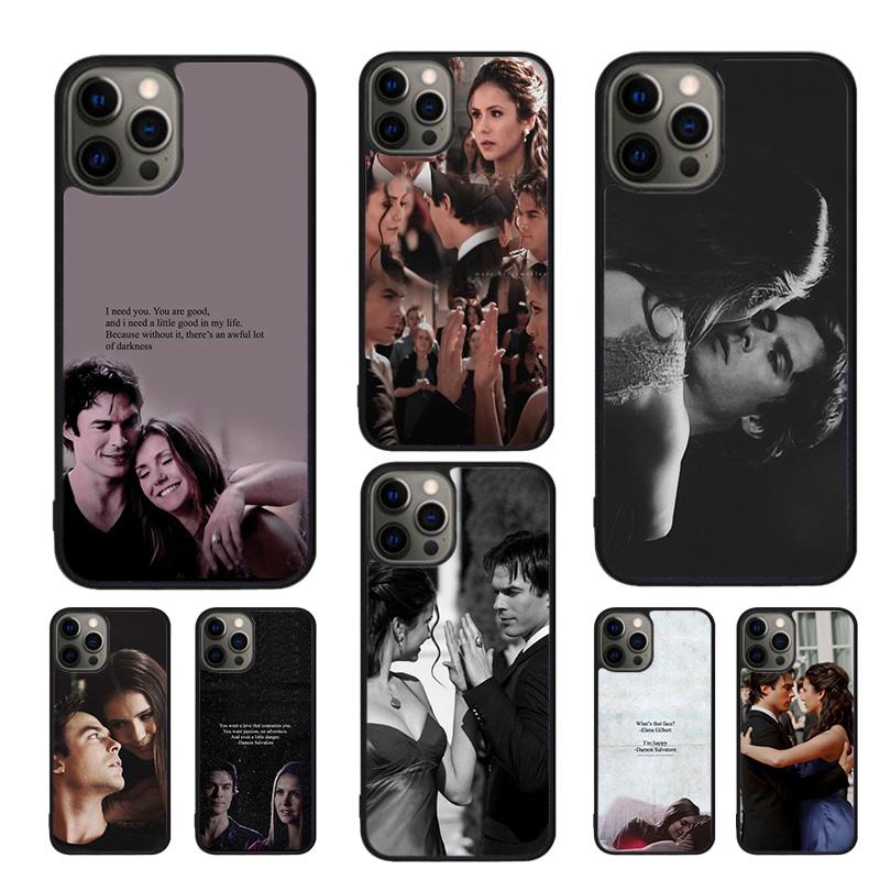Elena Damon The Vampire Diaries Handyhülle Für iPhone 17 Air 16 15 14 11 12 13 Pro MAX Plus Hülle Cover Schale