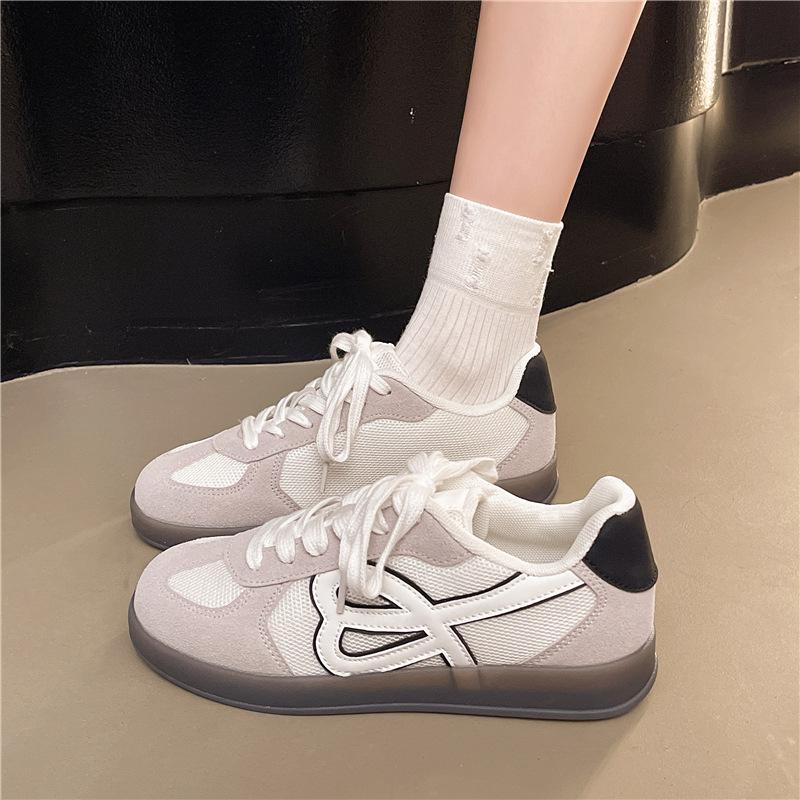 Cowhide version~ genuine leather retro round head German training shoes women's color matching versatile casual sports flat baseplate shoes retro styl