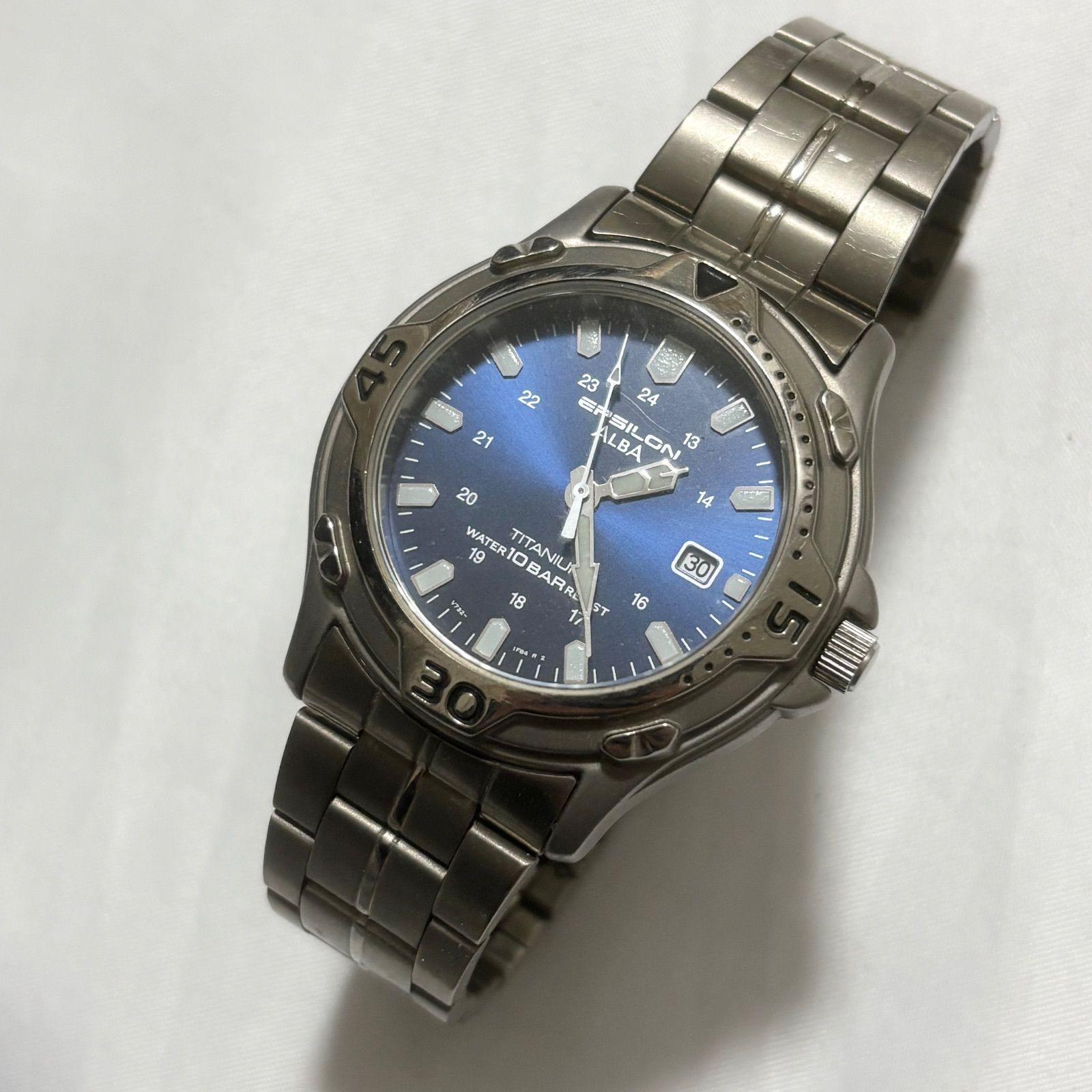 [Free Shipping] SEIKO/SEIKO/ALBA/EPSILON/Epsilon/Blue x Silver/Quartz watch/Battery dead/Operation not confirmed/Used item/Junk item