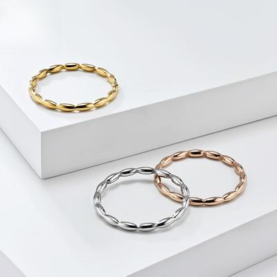 Minimalist French Series Droplet Geometric Design Titanium Steel Ring for Women