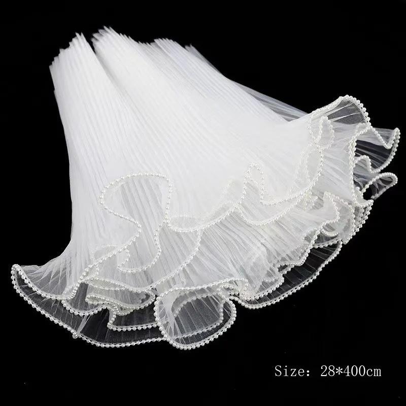 

1 шт. однотонная плиссированная марлевая тесьма с жемчужным краем для флористического букета, упаковочный материал для кружевной отделки, пряжа для волн, упаковка подарков на День святого Валентина белый