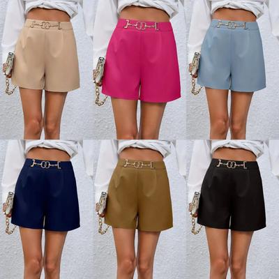 Solide, elegante kurze Anzughose für Damen, lässige Mode, hohe Taille, unsichtbarer Reißverschluss, kurze Hose mit Taschen, für die Arbeit im Büro, bequeme, leichte Hose