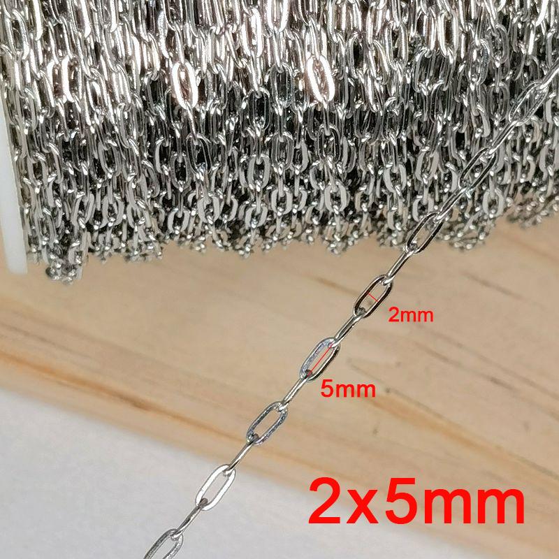 2 meters Stainless Steel Rolo Bulk Chains Cable Link Chain for Neckalce Bracelet Jewelry Making DIY Accessories Wholesale