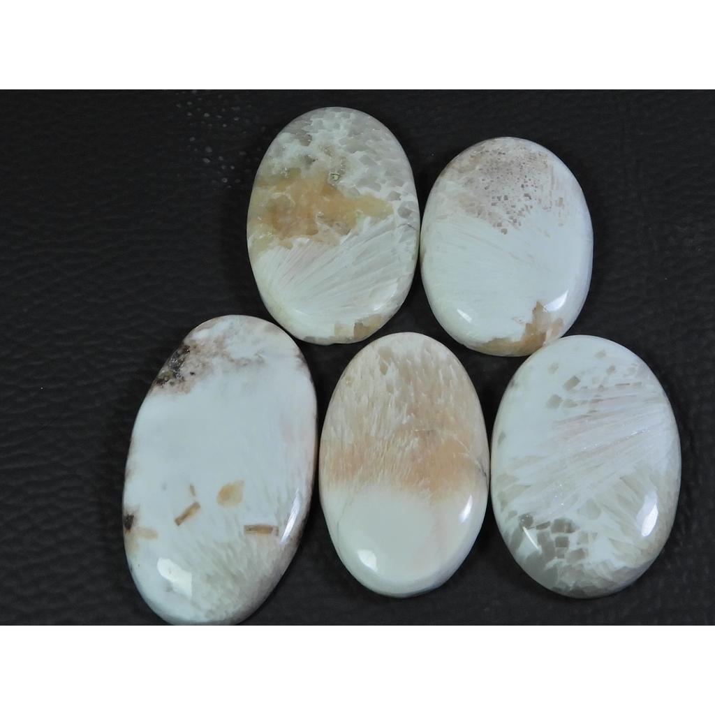 05Pcs Natural Scolecite Oval Cabochon Loose Gemstone Lot 217Cts. A-770