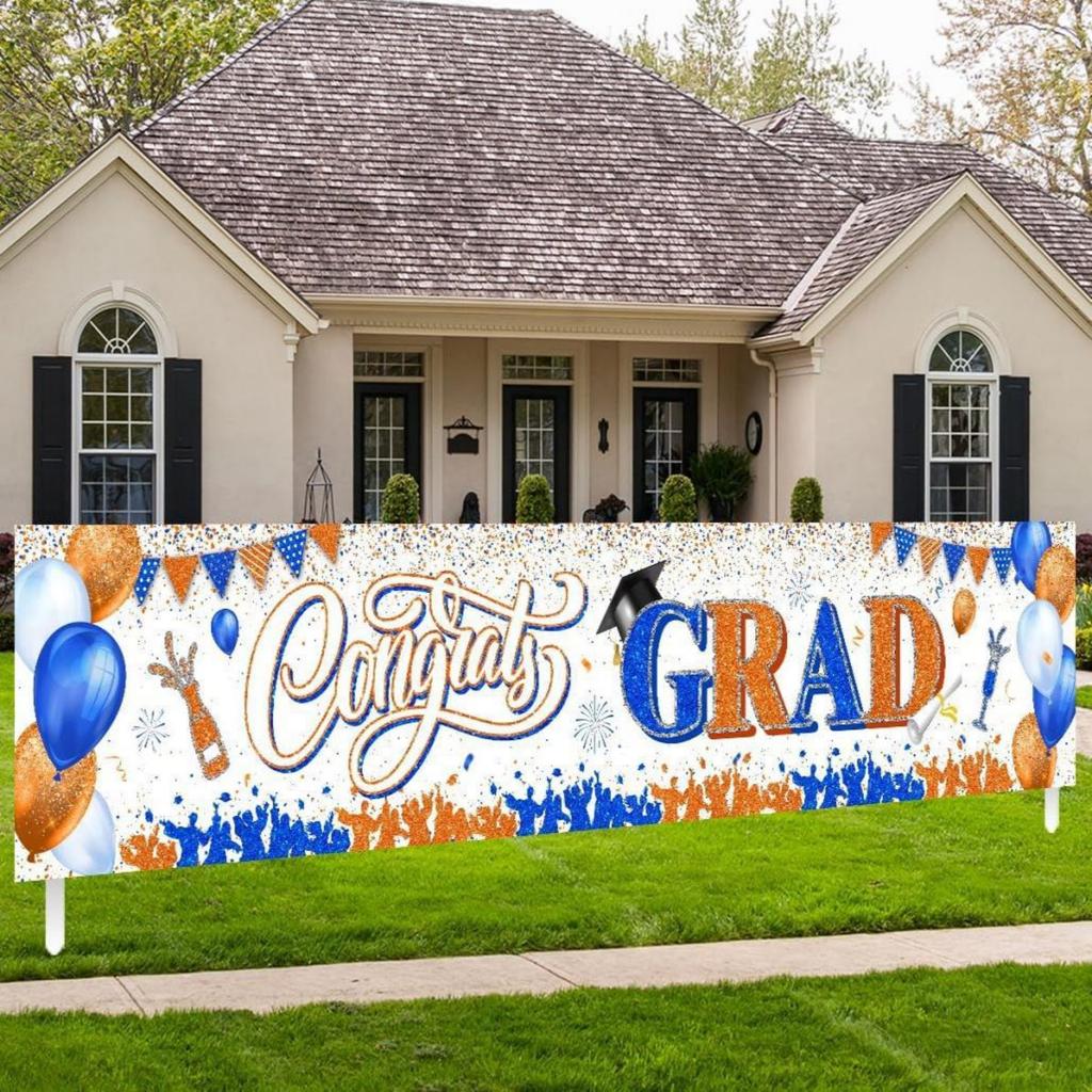 Stendardo di Laurea Decorazione per Giardino Esterno Congratulazioni Classe del 2026 Stendardo 300x50cm Sfondo Appeso Resistente per Festa di Laurea