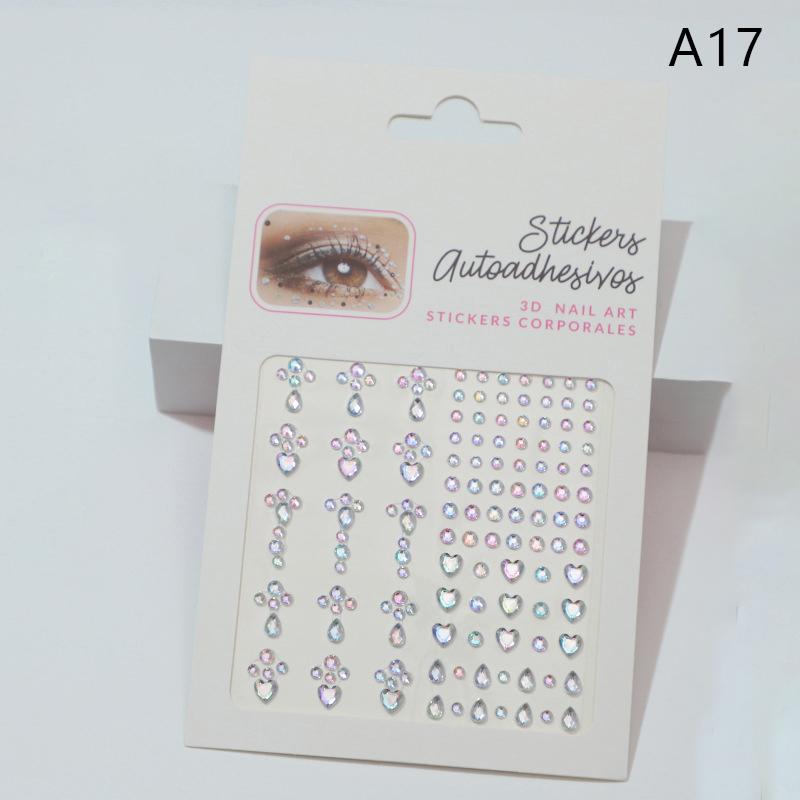 1Sheet Eye Body Face Gems Jewels Pearl Rhinestone Stickers Self Adhesive Crystal Rainbow Makeup Diamonds Face Decoration Sticker