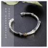 Vintage Chinese Style Open Bangle Bracelet Solid Copper Plated Motif Couple Jewelry