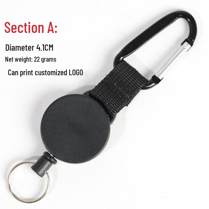 Retractable Steel Wire Keychain Lanyard with High-Elasticity Carabiner, Anti-Lost, Anti-Theft, Available in 2 Styles.