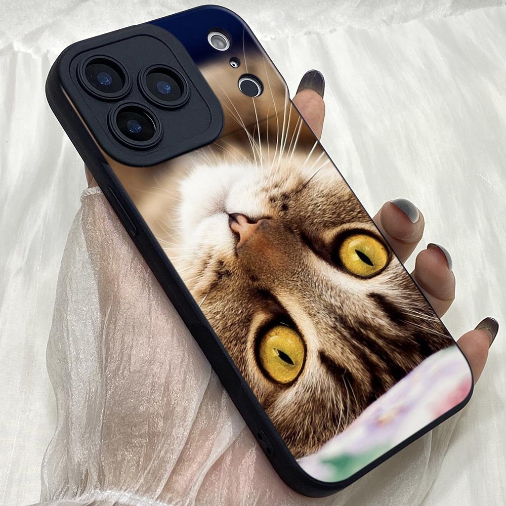 

M596 Cat Body Language Angel Eyes Soft Phone Case for iPhone Samsung Galaxy Xiaomi Rdemi Huawei Honor Infinix Realme OPPO Vivo All Model TPU Case Vivo Y400 PRO 5G чорний