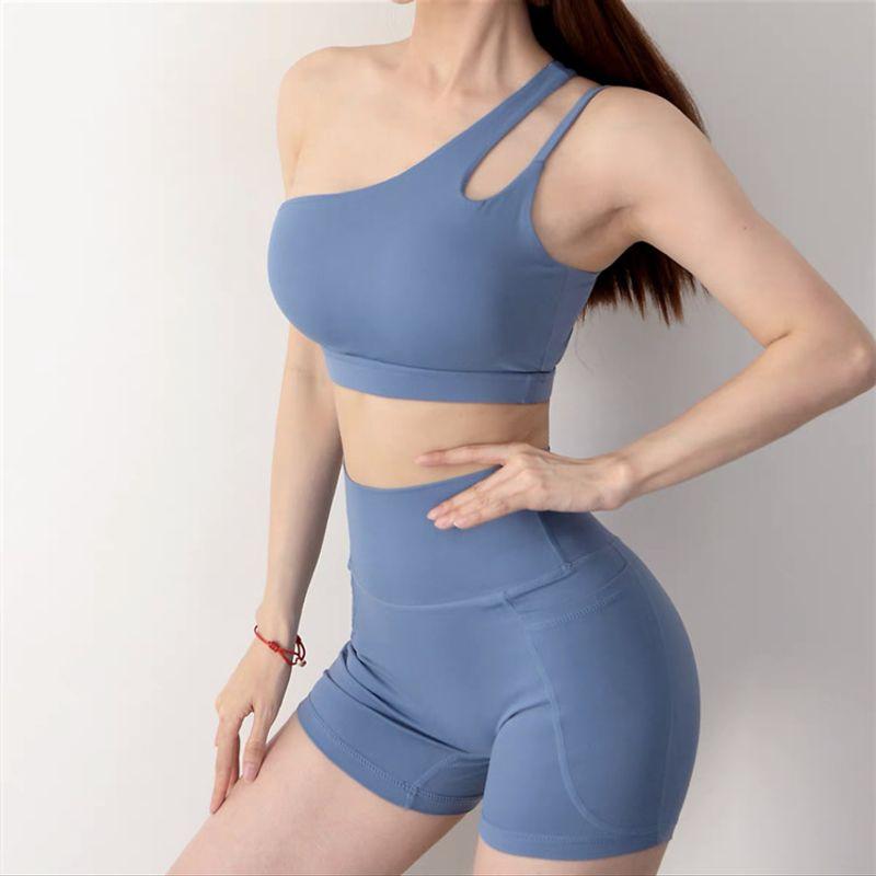One Shoulder Sports Intimates Women's Crossbody Yoga Bra Bra Beauty Back Training Vest Bubble Wrap Shock Fitness Vest