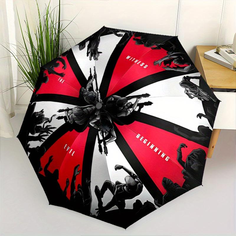 1pc Resident Evil Pattern Umbrella, Fashionable, Personalized, High-Value Folding Umbrella, a Must-Have for Summer, 8-Rib Durable Iron Frame, Tri-Fold