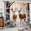 Christmas Elk Snow Curtains Hd Digital Print Design Living Room Bedroom Study Window Decor Curtain Set Of 2 Made Polyester With Rod Pocket Washable