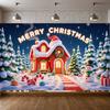 Christmas Backdrop Festive Garland Xmas Display Xmas Backdrop Santa Hat Accent Merry Christmas Banner For Photo Shoot Festive