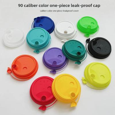 Auslaufsicherer Einwegdeckel für Milchteebecher, 90 mm Kaliber, farbiger Spritzdeckel für Verpackungen zum Mitnehmen.