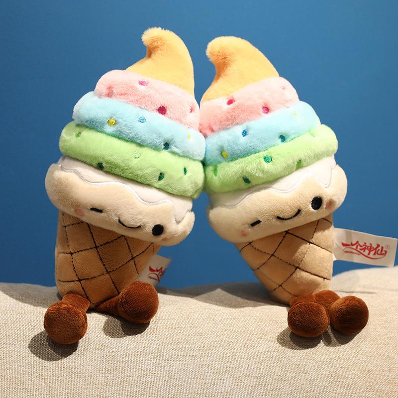 25cm Cartoon Entzückende Regenbogen-Eiscreme Plüschpuppe mit Beinen Buntes Süßes Eiscreme Plüschtier Heimdekoration Geschenk Entwickelt Für Kinder