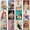 [SQ-DGLZ] Pinup Girl Plakette Metall Vintage Bar Möbel Teller Garagenschild Vintage Deko Man Cave Dekoration Geschenk